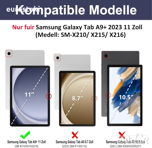 Кейс с клавиатура HOTLIFE за Samsung Galaxy Tab А9+ 11 инча 2023 (SM-X210/X215/X216B), снимка 4 - Калъфи, кейсове - 51545884
