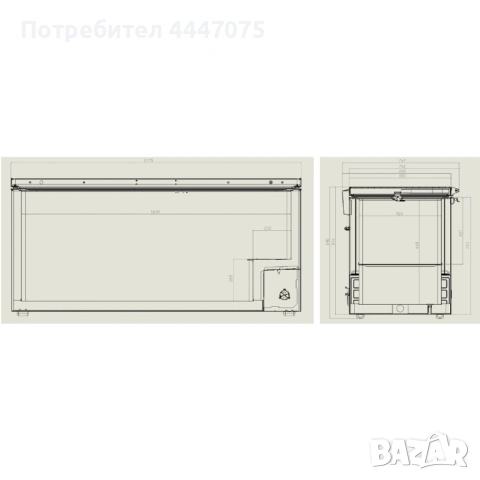 Фризерна ракла с неръждаем капак, 737 л, −18/−22°C, 1 врата, заключване, снимка 2 - Хладилни витрини и фризери - 53896841