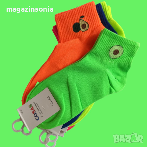 Дамски/юношески спортни чорапи с авокадо в неонови цветове, снимка 4 - Дамски чорапи - 44756942