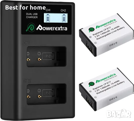 Батерии LP E17 и USB зарядно за фотоапарати Canon от Powerextra, снимка 8 - Батерии, зарядни - 48447820