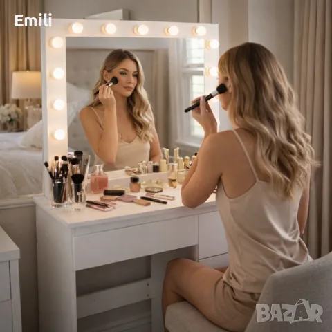 Тоалетка с голямо Led огледало - перфектна за всеки интериор 