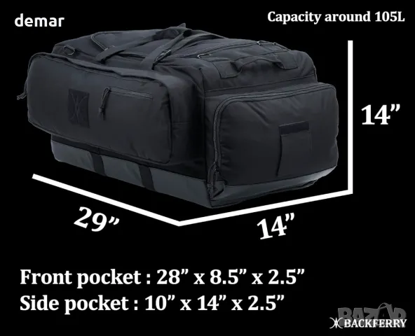 BACKFERRY Голяма чанта, раница с презрамки и отделение за обувки за спорт, 105 л, снимка 2 - Раници - 49325786