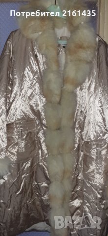 Дълго зимно палто с естествен косъм , снимка 2 - Якета - 42052219