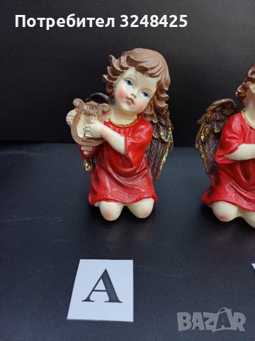Ангели с червена одежда, изработени  от висококачествен полирезин -модел А и Б , снимка 3 - Статуетки - 42690019