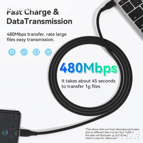 Силиконов кабел USB C to Lightning , 27W, 1 м, бял, снимка 4 - USB кабели - 51826409