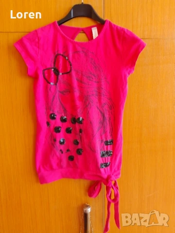 Красива детска тениска с пайети в розово , снимка 3 - Детски тениски и потници - 41551420