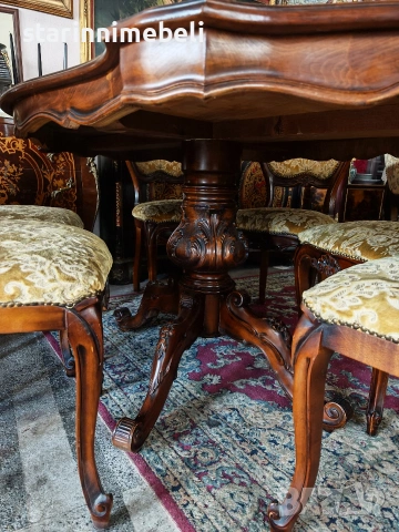 Италиански трапезен комплект (масив), снимка 5 - Маси - 54092271