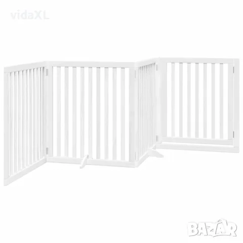 vidaXL Сгъваема преграда за кучета с врата 4 панела бял 320 см топола, снимка 6 - За кучета - 56147232