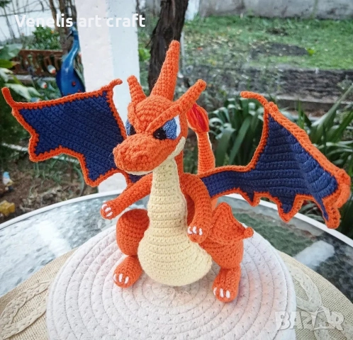 Покемон Мега Чаризард Y / Плетена играчка Pokemon Mega Charizard Y , снимка 3 - Колекции - 52834369