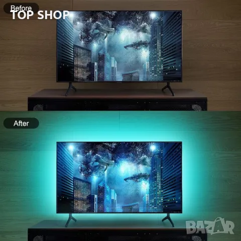 LED лента Bluetooth TV LED светлина за 85-100 инча RGB 5050, 7,5 m,Синхронизиране с музика, снимка 3 - Лед осветление - 49251648