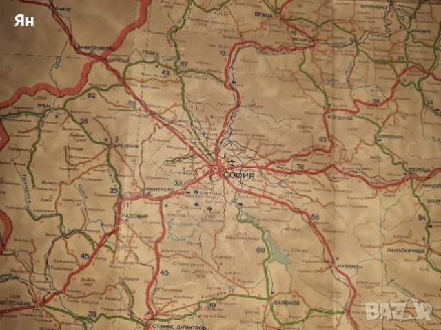Стара Ретро Карта на Пътищата на БЪЛГАРИЯ-1958г. , снимка 4 - Други ценни предмети - 39555018