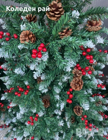 ЕЛХА Горска магия с ТЪНЪК КЛОН, СНЕЖНИ КРАЙЧЕТА, ШИШАРКИ и ПЛОДЧЕТА + подарък, снимка 9 - Декорация за дома - 52344469