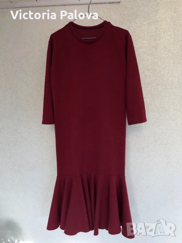 Красива рокля бордо,плътен трикотаж, снимка 6 - Рокли - 31326960