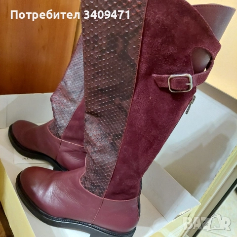 Ботуши от естествена кожа в цвят бордо , снимка 8 - Дамски ботуши - 52259237