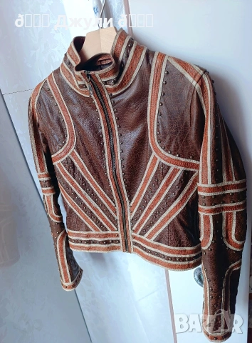 Уникално кожено яке от телешка кожа Enigma, снимка 8 - Якета - 54038603