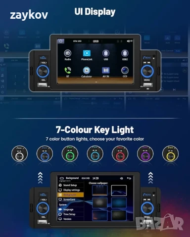 DAB автомобилно радио 1Din Carplay Android с 5-инчов сензорен екран Универсално, снимка 4 - Радиокасетофони, транзистори - 50656902