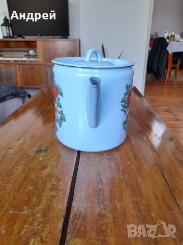 Стар емайлиран чайник #43, снимка 2 - Антикварни и старинни предмети - 37665143