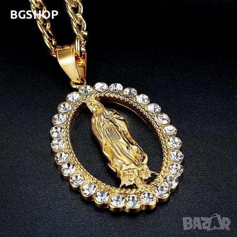 Колие Дева Мария с камъни - Gold, снимка 2 - Колиета, медальони, синджири - 37310623