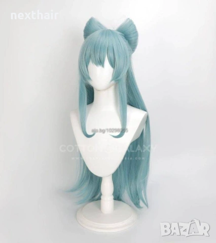 Висококачествена аниме перука Genshin Impact Yumemizuki Mizuki в ментово зелено, снимка 6 - Аксесоари за коса - 53064728