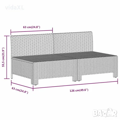 vidaXL 2-местен градински диван с възглавници, сив, полиратан, снимка 8 - Градински мебели, декорация  - 56147276