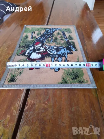 Стара картина Червената Шапчица, снимка 3 - Картини - 49623332