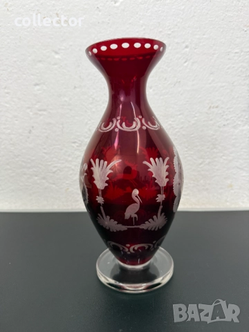 Рубинено червена ваза -  Егерман. №7723, снимка 4 - Антикварни и старинни предмети - 52789259