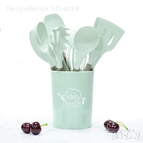 Комплект кухненски прибори от 12 бр. с дървена дръжка, снимка 13 - Прибори за хранене, готвене и сервиране - 52382116
