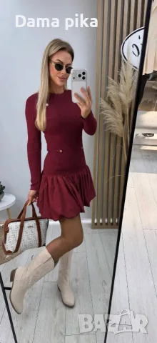 Красива рокля бургунди , снимка 2 - Рокли - 56434023