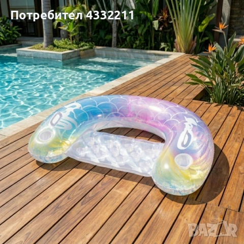 Надуваем матрак русалка 115x70 см с поставки за чаши – стилен и удобен за басейн и летен релакс