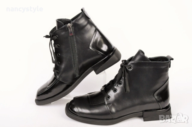 НОВО! Ниски дамски боти от естествена кожа и лак