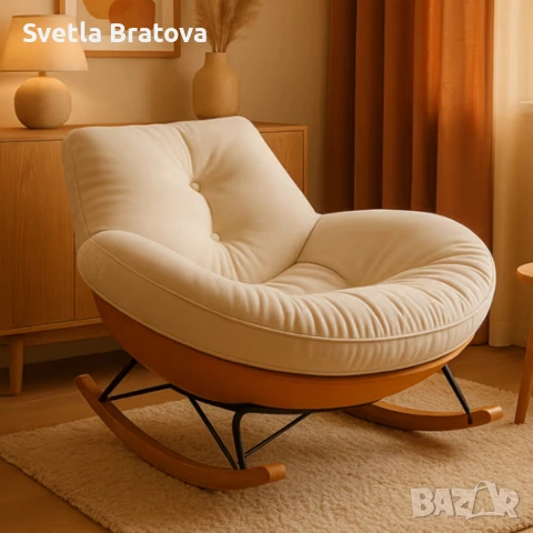 Елегантен люлеещ се стол с удобна възглавница за максимален комфорт, снимка 4 - Столове - 54003304