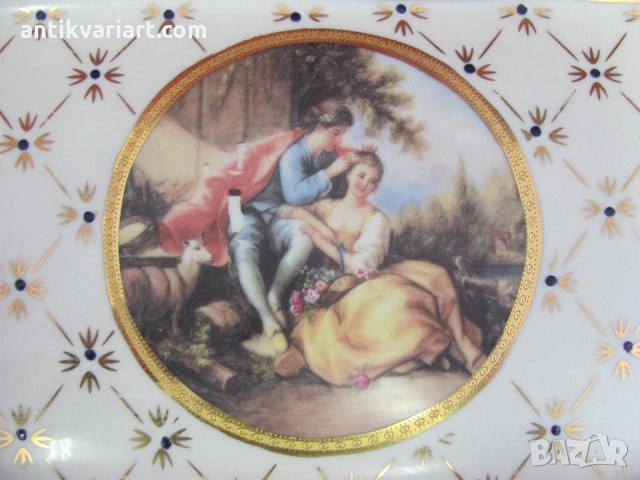 Винтич Голям Порцеланов Поднос Япония Маркиран, снимка 4 - Антикварни и старинни предмети - 31664165