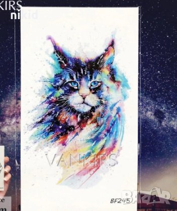 Коте пъстри шарки малка временна татуировка татос татус Tattoo, снимка 2 - Други - 30719069