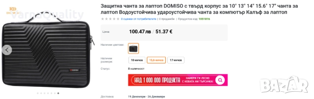 15.6" Стилна водоустойчива чанта за лаптоп – 90° отваряне, сигурно отделение, EVA пяна, двоен цип, снимка 8 - Части за лаптопи - 52751369