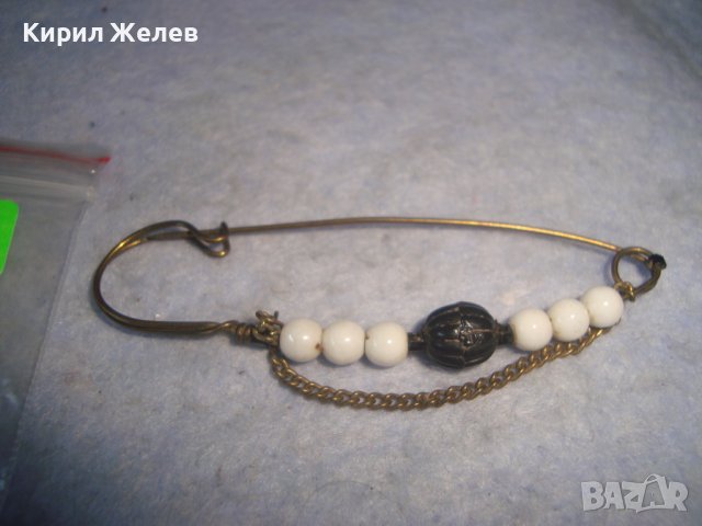 СТАРА СТИЛНА МЕСИНГОВА РЕТРО - АРТ ДЕКО ФИБУЛА с МЪНИСТА ИГЛА - НАКИТ БИЖУ 12347, снимка 8 - Антикварни и старинни предмети - 37635069