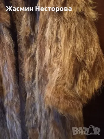 Дълго дамско кожено палто с естествен косъм от нутрия, снимка 9 - Палта, манта - 49125277