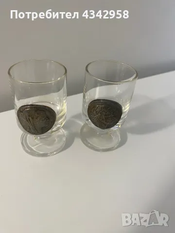 Shot glass vintage with Pewter Coin , снимка 1 - Колекции - 48669303