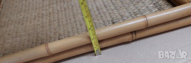 Голям дървен плетен поднос, бамбук, с дръжки и борд, снимка 3 - Други - 42330454
