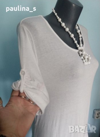 Два броя / Бяла комбинирана туника с набиращи се ръкави / Италия / италианска туника, голям размер , снимка 4 - Туники - 37196601