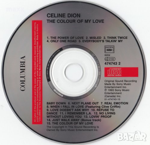 CD диск Celine Dion* ‎– The Colour Of My Love без кутия и обложка