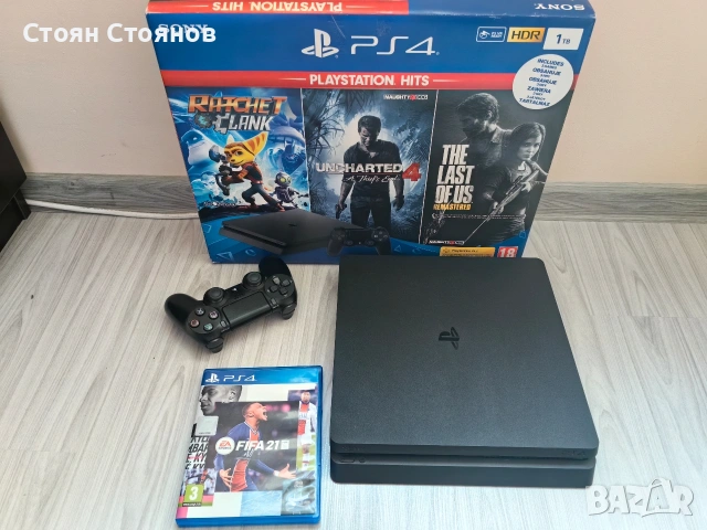 Продавам Playstation 4 Slim (PS4 Slim) + 1 бр. контролер и подарък игра, снимка 2 - PlayStation конзоли - 53007654