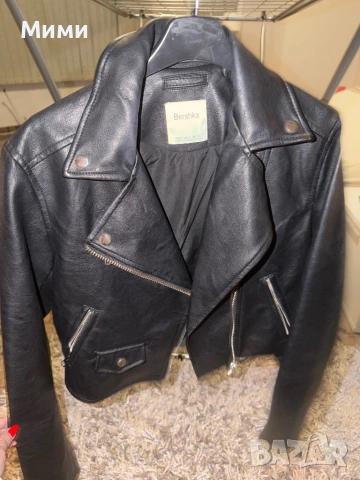 Кожено яке bershka, снимка 2 - Якета - 53007190