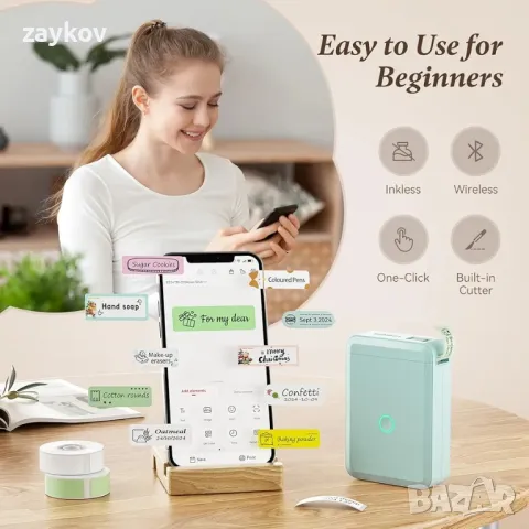 Машина за създаване на етикети NIIMBOT D110 с лента, малък принтер за етикети, снимка 3 - Принтери, копири, скенери - 49232464