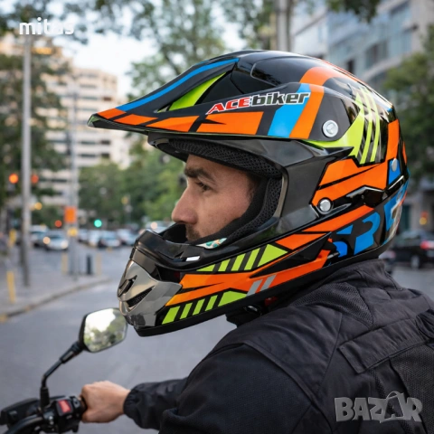 Кросова каска ACEBIKE, Full Face, DOT Сертификат, Размер: M-L, снимка 11 - Аксесоари за велосипеди - 49663456