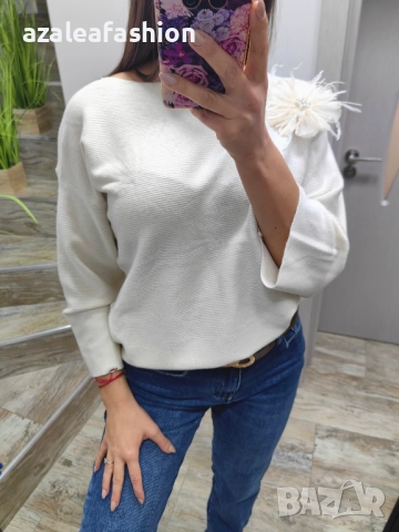 Дамски пуловер с брошка, снимка 5 - Блузи с дълъг ръкав и пуловери - 52709288