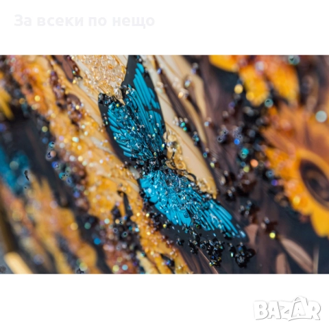 Картина Цветя с пеперуди с рамка, 60*80 см Код P1357, снимка 2 - Картини - 52020151