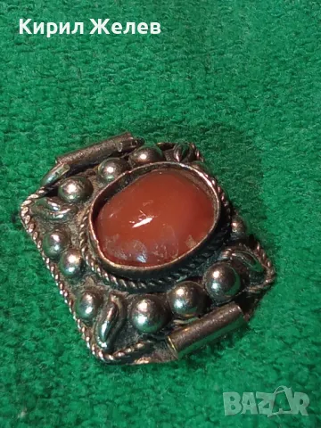 ЕЛЕМЕНТ от СТАРА БРОНЗОВА ПОСРЕБРЕНА ОРИЕНТАЛСКА ЕТНОГРАФСКА ГРИВНА с НАТУРАЛЕН КАРНЕОЛ 13818, снимка 13 - Антикварни и старинни предмети - 36225108