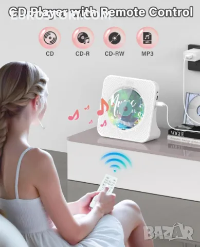 CD плейър Greadio KC-806, Bluetooth 5.0, мултифункционален CD плейър с високоговорители, FM радио, снимка 2 - MP3 и MP4 плеъри - 56134329