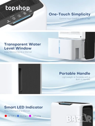 Чисто нов влагоуловител CONOPUPlus Влагоабсорбатор, 3000 мл 20㎡, 30 dB режим на заспиване, 6-24-часо, снимка 8 - Абсорбатори - 52694971