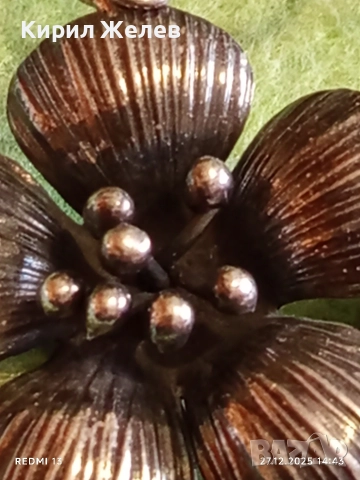 Винтидж сребърни обеци с флорален мотив майстоска ръчна изработка 51106, снимка 8 - Обеци - 52912424